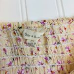 Sim & Sam Puff Sleeve Smocked Crop Top Beige Pink Tiny Flowers Sz Medium Photo 2