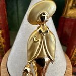 Vintage Gold tone Lady with Dog Figural Brooch Photo 4