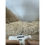 Entro Women Tan Blue Plaid Open Front Fur Lined Shacket Hood Wool Blend Size L Photo 4