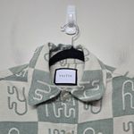 YAITTE Miami Italian Cotton Flannel Button Up Shirt Green White Checkered Sz XS Photo 3