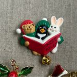 Vintage Rare bundle of Three holiday pins with bells, costume, Christmas, festiv Gold Photo 10