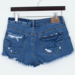 American Eagle  Distressed Tomgirl‎ Shortie Denim Jean Shorts Size 4 Photo 4