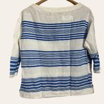 Anthropologie Lemlem  White Blue Striped Boat Neck 3/4 Sleeve Top Size S Photo 1