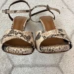 Tory Burch Tan/Brown/Cream Snakeskin Leather Criss Criss Open Toe Heels Photo 9