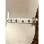 None White Vegan Leather Embellished Studded Belt Photo 1
