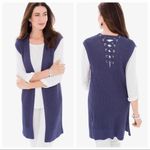 Chico's Chico’s Lace Back Maureen Sleeveless Sweater Vest‎ Blue NWT Sz 3/US XL 570181760 Photo 1