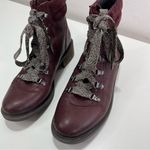 Sam Edelman  Women 7 Darrah Combat Lace Up Hiker Boot Burgundy Leather Wool Boho Photo 5