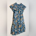 Cleobella Lydia Blue Gold Organic Cotton Flutter Sleeve Mini Babydoll Dress Photo 7