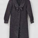 VTG Womens Dress Coat Sm Black Quilted Floral Embellished Puff Sleeve Size 2P Photo 0