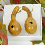 Handmade Natural Gourd Earrings – Rustic Boho Primitive Folk Art Jewelry Photo 0