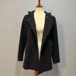 Mudd Y2K fall vintage dark gray wool hooded peacoat, coat, jacket, size medium Photo 6
