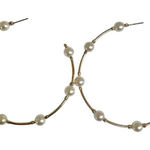 Gold tone faux pearl large hoop earrings Photo 0