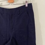 Banana Republic  Women's Navy Wide Leg Ankle Linen Blend Pants Size 6 NWT Photo 2