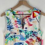Aryeh  Multicolor Nautical Sailboat Print Split Neck Sleeveless Mini‎ Dress XS Photo 1