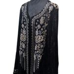 Andree by Unit Andrée by UNIT Velvet Duster Kimono 2X Embroidered Boho Witchy Whimsigoth Black Photo 1