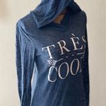 Hoodie pull over long sleeve top Blue Photo 0