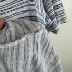 J.Jill  Love Linen Striped Tee Medium Blue V-Neck Short‎ Sleeve Coastal Beachy Photo 5