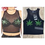 Iron fist NEW! Sheer Black Mary Jane Green Sequins Cropped Tank Top Size MEDIUM Photo 3