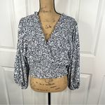Abercrombie & Fitch Sz XL Abercrombie $65 Navy Floral Smock Wrap Shirt Photo 2