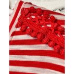 Talbots  Red White Striped V Neck Tunic Top Short Sleeve Crochet Trim Size S Photo 2