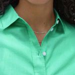 Everlane  Button Down Cotton Oversized Pinstripe Shirt Mint Green Size 0 Photo 1