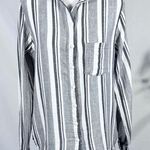 STARK X Double Layer Lightweight Gauze Cotton Button Up Striped Shirt Sz M💛 Gray Size M Photo 0