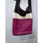 Turquoise Haven Anthropologie LUMI Leather Tote Purse Bag Pink White Black With Long Short Strap Photo 4