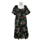 LC Lauren Conrad Lauren Conrad Plus Balloon Sleeve Smocked Midi Dress Sz XL Black Butterfly Photo 3