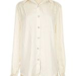 EXPRESS Button Down Blouse Cream Satin Pearl Buttons XL Photo 0