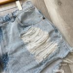 Levi's Furst of a Kind High Rise Distressed Rhinestone Shorts Blue (size 12) Photo 5
