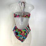 Milly  Cabana Halter One Piece Swimsuit Boho Floral Print Photo 4
