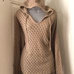 Woolrich beige tan cream green striped knit crotchet hooded pullover jumper sweater Photo 1