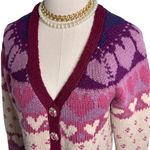Love Shack Fancy Deena Cardigan Sweater Prune heart flower wool alpaca size small Photo 7