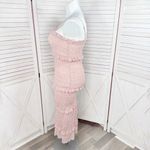 Mabel Daphne Ditsy Flower Ruffe Trim Smocked Midi Long Tube Dress Pink Large Photo 2