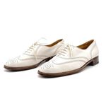 Gravati Garys Ivory White Leather Wingtip Oxford Shoes Size 7.5 Italian Brogues Photo 1