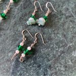 Handmade Sterling Silver Green Crystal White Agate Beaded Set Cross Pendant Photo 2