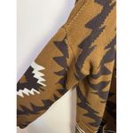 Lucky Brand Cardigan Sweater Woman's Large Brown Aztec Print Knit Oversized Hood Photo 1