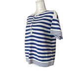 Vintage Blue White Nautical Stripe Henley Knit Short Sleeve Shirt Size Medium Photo 15