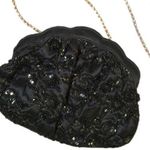 SHALS INTERNATIONAL Black Beaded Sequin Evening Bag Photo 1