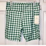 Tuckernuck Trellis Gingham Biker Shorts M NWT Green White 6” High Waist Pockets Size M Photo 3