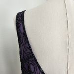 Vintage 90s Laurence Kazar Purple Black Beaded Sheath Dress Sleeveless Mini S Photo 8