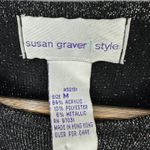 Susan Graver Short Sleeve Top Women M Black Metallic Knit Sparkle Party Retro Photo 1