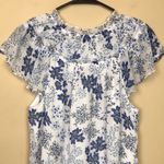 Loft Women’s Floral Paisley Print Keyhole Tie Ruffle Trim Flutter Sleeve Blouse Photo 5