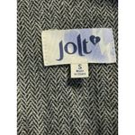 Jolt  Moto Jacket Small Herringbone Tweed Faux Leather Sleeves Asymmetrical Zip s Photo 4