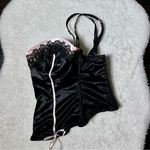 Victoria's Secret Victoria’s Secret Y2K Black Satin and Pink Bow Corset Bustier Top Photo 4