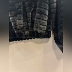 Fair haven Women's Black Faux Fur Jacket medium bomber jacket cinched waist Photo 3