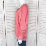 Free People  Santa‎ Clara Thermal Oversized Shirt Coral Pink Orange Medium Photo 2