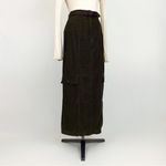 Vintage 90’s Corduroy Cargo Maxi Skirt in Dark Olive | Size 26” Green Photo 3