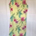 Tommy Bahama Vintage 100% silk floral sleeveless dress yellow tropical pink 6 Photo 0