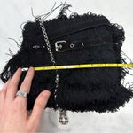 Christian Louboutin Belted Fringe Suede Crossbody Bucket Bag Chain Strap Black Photo 8
